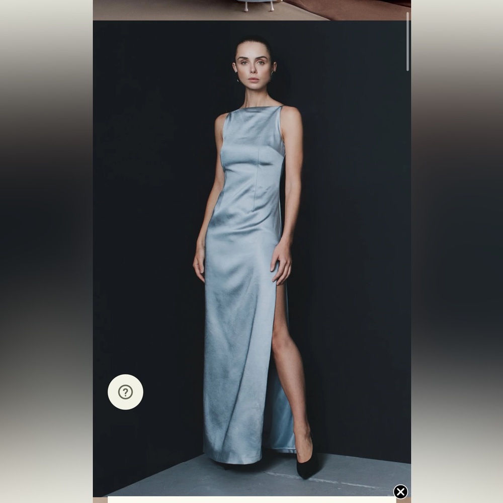 Meshki Strapless Satin Dress in Light Blue